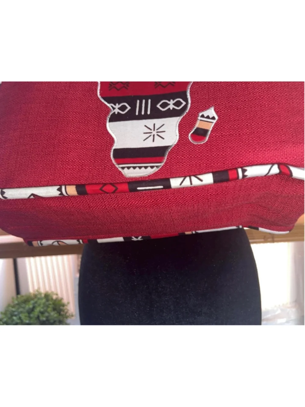 Red Jute Tote Bag | Afrocentric African Print Market, Ethnic Shoulder Tote